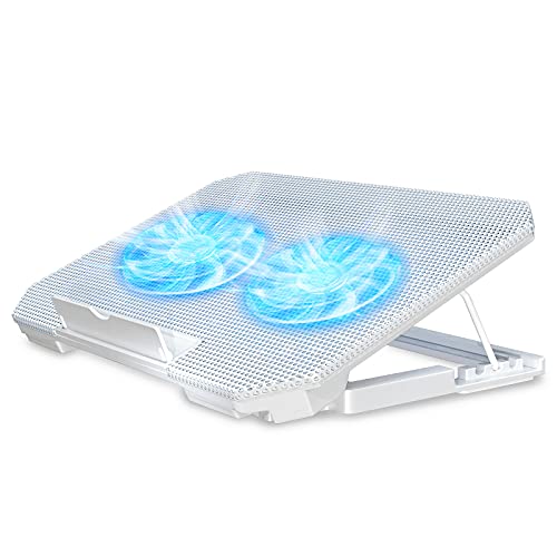 LIENS Tapis de refroidissement pour ordinateur portable avec deux ventilateurs de 5,1 et 2 ports USB pour ordinateurs portables de 12 à 15,6 Blanc