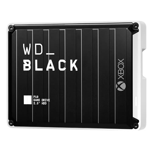 WD_BLACK P10 pour Xbox, 6 To, Disque dur Externe Portable, des vitesses allant jusqu'à 130 Mo s, Une abonnement d'un mois au Xbox Game Pass Ultimate, Compatible avec Xbox Series X|S, Noir et Blanc