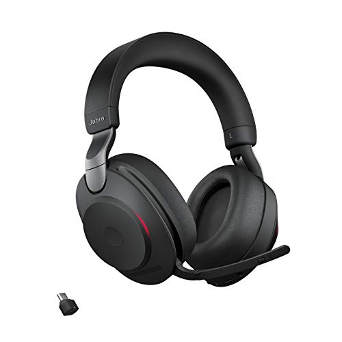 Jabra Evolve2 85 Casque PC sans fil – Casque stéréo avec suppression du bruit certifié UC avec batterie longue durée – Adaptateur Bluetooth USB-C – Noir (renouvelé)