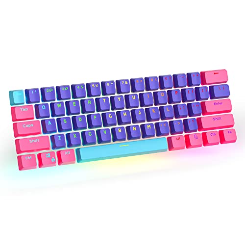 CJXSP Lot de 61 touches PBT rétroéclairées pour clavier mécanique Cherry MX à 60 , uniquement (pêche rose)