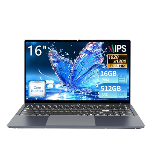 KeeUiU 16 Ordinateur Portable Core i5 8210Y (jusqu'à 3.6 GHz) 16Go RAM 512Go SSD Laptop Écran IPS Clavier Numérique Rétroéclairé RJ45 USB3.0 HDMI BT 5.0 – PC Portable Multitâche et Mobilité