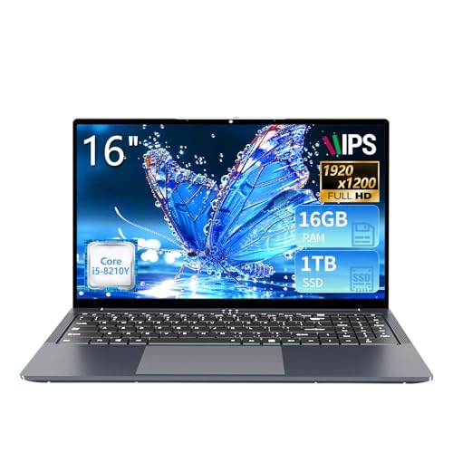 KeeUiU 16 Ordinateur Portable Core i5 8210Y (jusqu'à 3.6 GHz) 16Go RAM 1To SSD Laptop Écran IPS Clavier Numérique Rétroéclairé RJ45 USB3.0 HDMI BT 5.0 – PC Portable Multitâche et Mobilité