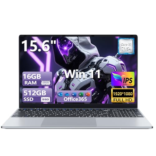 Ordinateur Portable de 15,6 Pouces avec Processeur Core i5 7Y54 (Jusqu'à 3,2 GHz), 16Go RAM et 512Go SSD, Win 11 Pro PC Portable 1920*1080 IPS FHD Écran, Laptop avec clavier rétroéclairé USB3.0 HDMI