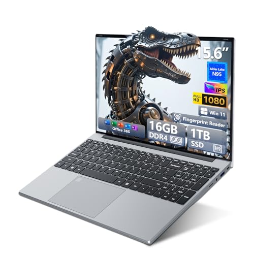 Ordinateur Portable 15,6 Pouces Celeron N95, PC Portable Win 11, 16 Go RAM 1 To SSD, Laptop avec Écran FHD IPS 1920x1080, Clavier Rétroéclairé Lecteur d'Empreinte Digitale, USB3.0, HDMI, Wi-Fi5, BT4.2