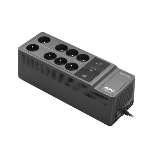 APC Back-UPS Essential - BE650G2-FR - Onduleur parafoudre avec Batterie de Secours de 650VA (8 Prises, parasurtenseur, 1 Port de Charge USB Rapide Type-A) 650 VA 400 Watt