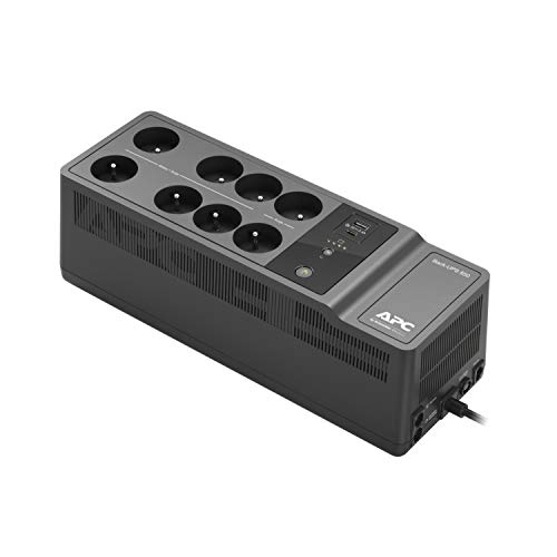 APC Back-UPS Essential BE850G2-FR - Onduleur parafoudre avec Batterie de Secours de 850VA (8 Prises, parasurtenseur, 2 Port de Charge USB Rapides Type-A et Type-C)