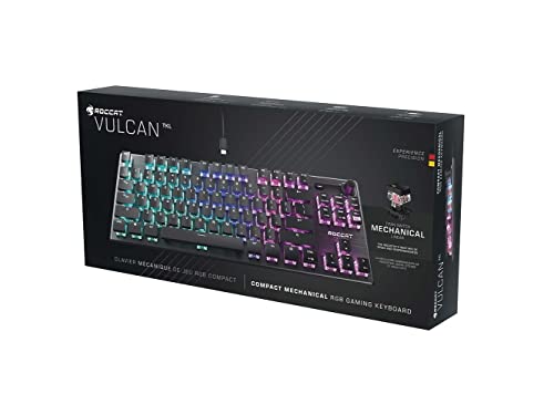 Roccat Vulcan TKL Clavier de jeu linéaire pour PC,Interrupteur mécanique Titan avec par touche,Éclairage RVB AIMO sans tente, design compact, câble USB-C amovible, noir