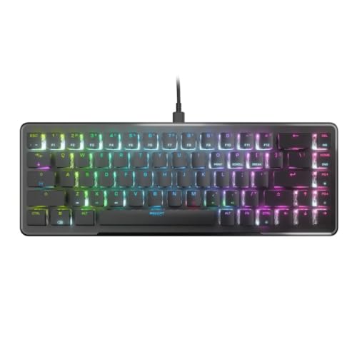 ROCCAT Vulcan II Mini Clavier de Jeu Optique 65 avec éclairage RVB Personnalisable, câble Amovible, duplicateur de Boutons, profils intégrés, Plaque d'aluminium, durabilité de 100 Millions de