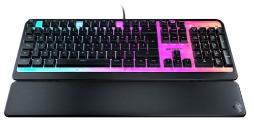ROCCAT Magma Clavier de Jeu PC Silencieux à Membrane avec Plaque supérieure AIMO RGB 5 zones 10 LED et Repose-Poignet Amovible Noir