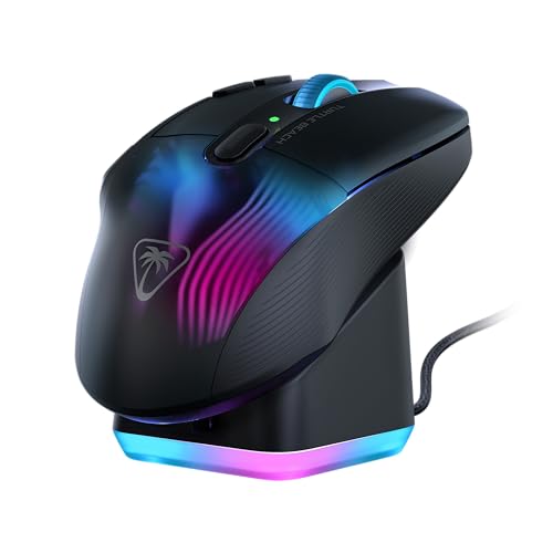 Turtle Beach Kone XP Air - Souris Gaming RGB Ergonomique, Personnalisable et sans Fil, capteur Optique 19 000 PPP, autonomie de Batterie de 100h, Station de Charge, éclairage AIMO RGB - Noir