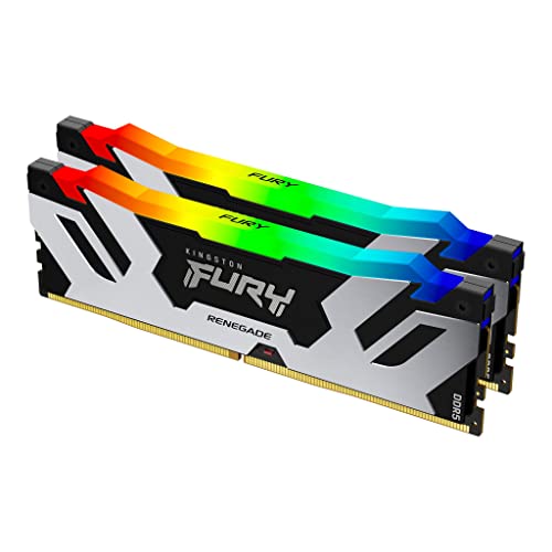 Kingston Fury Renegade DDR5 RGB 32GB 6400MT s DDR5 CL32 DIMM Mémoire pour PC de Gamer Kit de 2 - KF564C32RSAK2-32