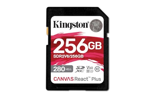 Kingston Canvas React Plus V60 SD 256Go SDXC UHS-II 280R 150W U3 V60 for Full HD 4K