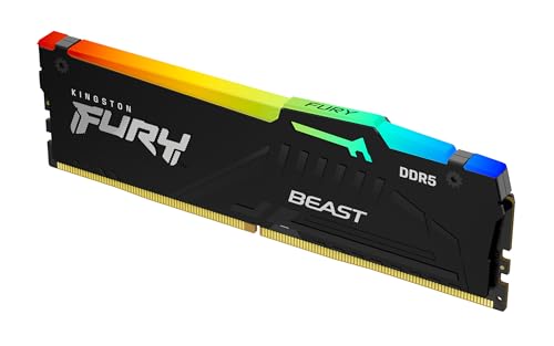 Kingston FURY Beast Noir RGB 32Go 6000MT s DDR5 CL30 DIMM Mémoire pour PC de Gamer Module Simple AMD EXPO Intel XMP - KF560C30BBEA-32