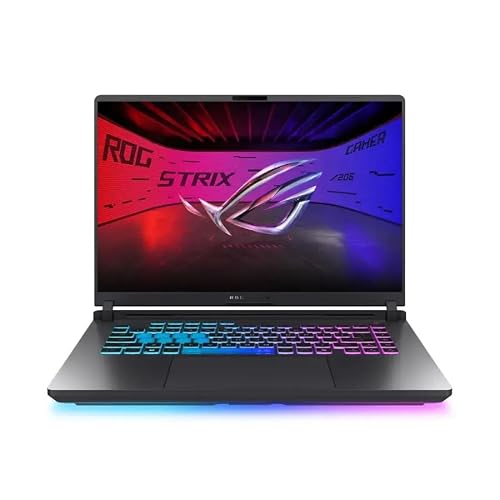 ASUS ROG Strix G16 Ordinateur portable de jeu 16 165 Hz WUXGA IPS Display Intel 16-Core i7-14650HX 16 Go DDR5 1 To SSD NVIDIA GeForce RTX 5060 8 Go GDDR7 Wi-Fi 7 4 zones RVB rétroéclairé Caméra