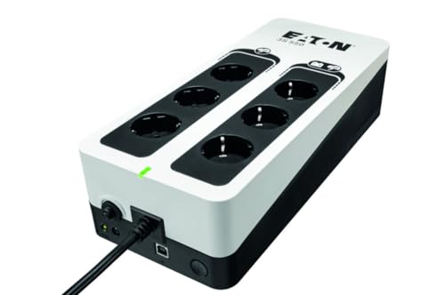 Eaton Onduleur Parafoudre Eaton 3S 550 DIN - Off-line UPS - Alimentation Sans Interruption - Puissance 550VA (6 prises DIN, Parasurtenseur, Silencieux) - Interface USB (câble inclus) - Noir Blanc