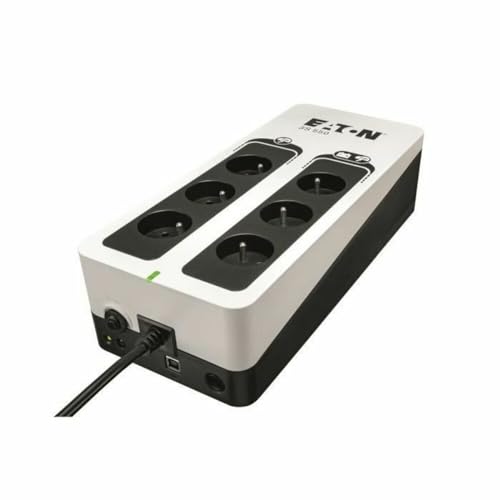 Eaton Onduleur Parafoudre 3S 550 FR - Off-Line UPS - Alimentation sans Interruption - Puissance 550VA (6 Prises FR, Parasurtenseur, Silencieux) - Interface USB (câble Inclus) - Noir Blanc (3S550F)