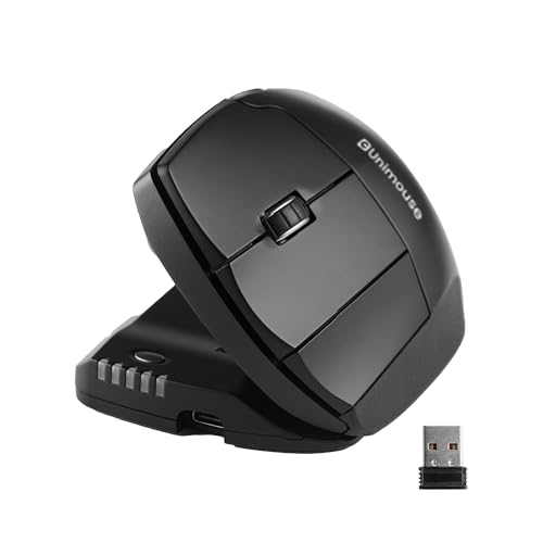 Contour Unimouse Souris Ergonomique | Inclinaison réglable de 35° à 70°, 6 Boutons programmables, Repose-Pouce pour soulager Les douleurs au Poignet | Plug Play pour Mac et PC - sans Fil - Gauche