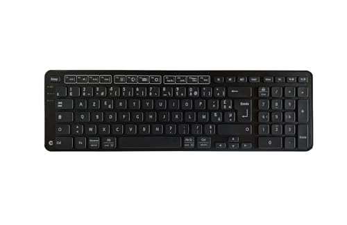 Contour Balance Keyboard Black Wireless | Clavier sans Fil avec récepteur Bluetooth | Mise en Page française | Super Mince|Pavé numérique Touches multimédias | Maison et Bureau | pour Windows et Mac
