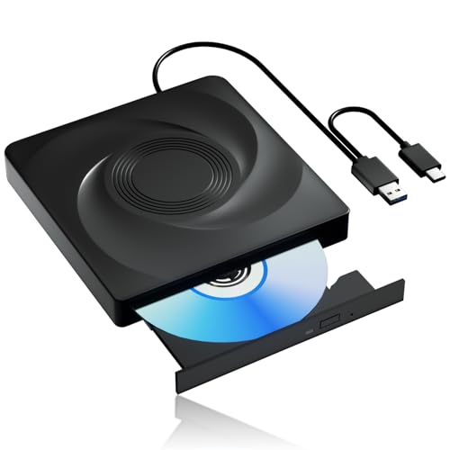 Lecteur Blu-ray externe, USB 3.0 Type-C Slim Lecteur de Bluray DVD externe avec USB 3.0 et graveur de CD DVD de type C, lecteur Blu-ray 3D, compatible avec Windows XP 7 8 10 MacBook ordinateur