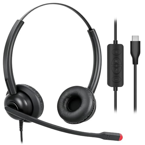 Callez Casque USB-C pour PC, ordinateur portable, Mac avec micro antibruit