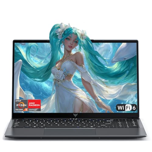 Tivique 16,1'' FHD Ordinateur Portable Gaming -avec Processeur Ryzen 7 7730U (Jusqu'à 4.5 GHz),8C 16T - 16Go RAM DDR4x2 512Go M.2 SSD – Win 11 Pro – PC Portables avec Clavier Rétroéclairé et WiFi 6