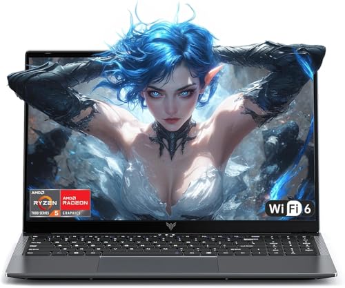 Tivique Ordinateur Portable 15.6 FHD avec Ryzen 5 7430U (Processeur jusqu'à 4.3GHz) 8 Cœurs - 16GB RAM DDR4x2 512GB SSD PC Portables, HDMI, BT5.2,USB3.2,Type-C, Haut-Parleurs, Rapide 65W, WiFi 6