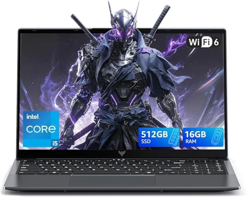 Tivique PC Portable Gamer – 2026 Ordinateur Portable 15,6 Pouces FHD ave Core i5-12600H (Jusqu’à 4,5 GHz), 12C 16T - 16 Go RAM DDR4*2 512 Go SSD NVMe PCIe 3.0,HDMI,Type-C,WiFi 6, BT5.2 Laptop Léger
