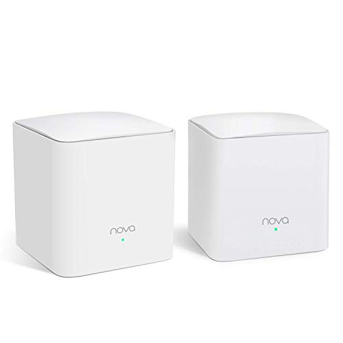 Tenda Nova MW5s-2 Système Wi-Fi Mesh pour Toute la Maison(Routeur Wifi remplacement) Couverture Wi-Fi de 200m², 2 Ports Gigabit, Contrôle Parental, Compatible avec Alexa, 3 ans de Garantie (Pack de 2)