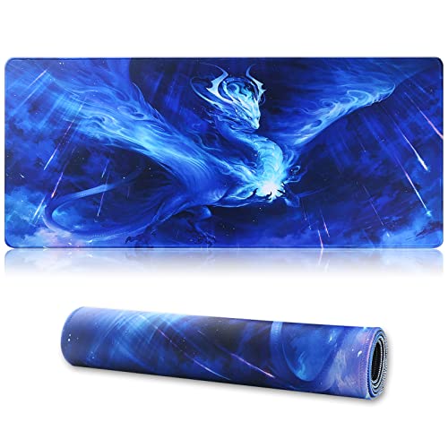Jahosin Grand Tapis de Souris de Jeu avec Bords Cousus, [70x30 cm] Tapis de Souris étendu avec Base en Caoutchouc Naturel antidérapante pour joueur bureau bureau maison-70x30 Bluedragon