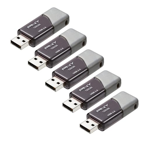 PNY Turbo Attaché 3 Lot de 5 clés USB 3.0 128 Go - Gris - P-FD128X5TBOP-MP - 100 Mo s, légère, Durable - Stockage et Transfert de données