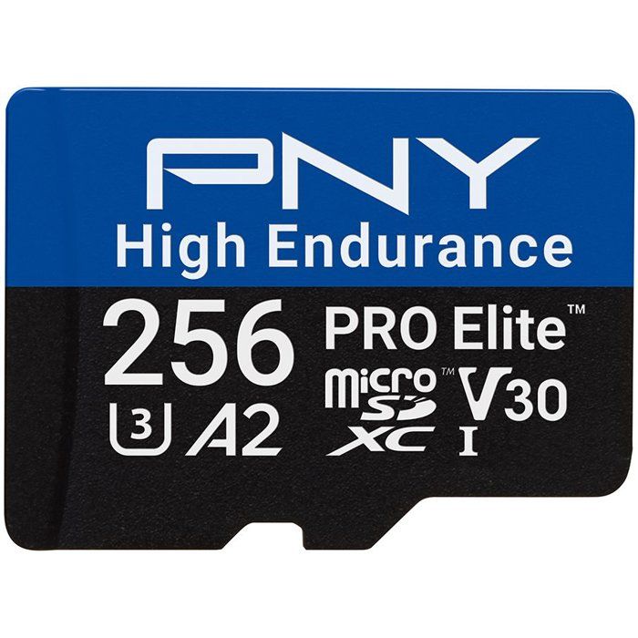PNY Pro Elite High Endurance - Carte memoire microSDXC - 256 Go - UHS-I C10 U3 V30 A2 - 100 90 Mo s