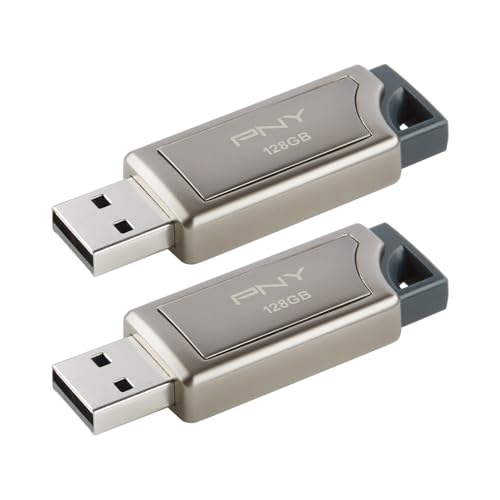 PNY PRO Elite Lot de 2 clés USB 3.1 128 Go – Design métallique haut de gamme, jusqu'à 400 Mo s en lecture et 180 Mo s en écriture – Compatible avec PC et Mac, USB 3.0 2.0 – Idéal pour les joueurs, les