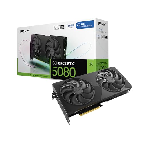 PNY Carte Graphique GeForce RTX™ 5080 16GB Slim OC Double Ventilateur, 2-Slot