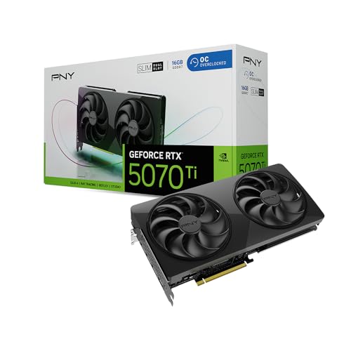 PNY Carte Graphique GeForce RTX™ 5070 Ti 16GB Slim OC Double Ventilateur, 2-Slot