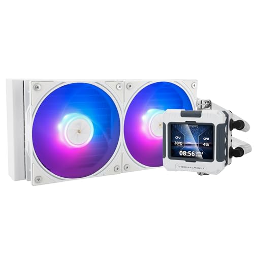 Thermalright Frozen Warframe 240 Blanc ARGB Refroidisseur à eau pour processeur, refroidissement AIO 240, IPS 320 x 240, résolution IPS 320 x 240, refroidisseur de processeur liquide pour AMD Intel