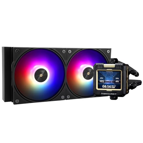 Thermalright Frozen Warframe 240 Noir ARGB Refroidissement à eau pour processeur, refroidissement à eau 240 AIO, IPS 320 x 240 résolution écran LCD, refroidisseur de processeur liquide pour AMD Intel