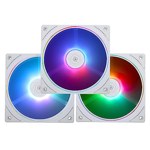 Thermalright Ventilateur PWM TL-S12W-S X3 pour processeur - Ouverture fine - Connecteur PWM à 4 broches - Avec effets de lumière ARGB - Vitesse de 1500 tr min - 120 mm - Blanc