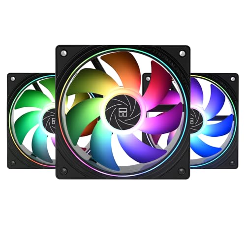 Thermalright Ventilateur PWM TL-S12-S X3 pour processeur - Ouverture fine - Connecteur PWM à 4 broches - Effets de lumière ARGB - Vitesse de 1500 tr min - 120 mm - Noir