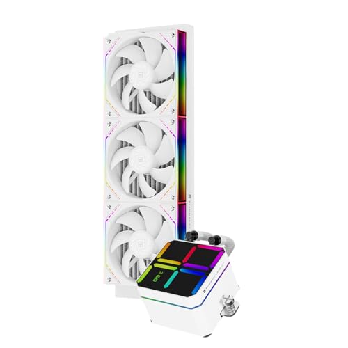 Thermalright Magic Qube 360 ARGB Refroidisseur de processeur liquide blanc, ventilateur de bloc de construction avec 2000 tr min, pour AM4 AM5, Intel LGA1150 1151 1200 1700 1851, écran numérique à