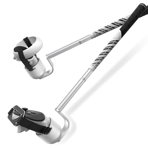BRICOK Fixation de club de golf VR pour Meta Oculus Quest 3 2 Quest 3S, 90 degrés, signal de déblocage du signal en alliage d'aluminium, adaptateur de contrôleur moulé 1 1 et plaque fixe (longueur