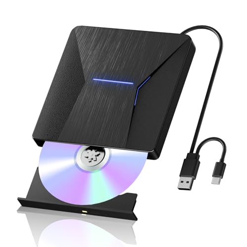 Lecteurs Blu-Ray externes pour Ordinateur Portable, Lecteur Blueray DVD Externe pour PC, USB 3.0 et graveur Blu-Ray de Type C, Lecteur CD DVD Blu-Ray Compatible avec Windows XP 7 8 10, Ordinateur
