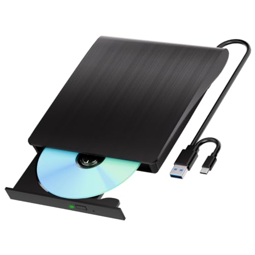 Alphami Lecteur Blu-ray externe, USB 3.0 et type C, lecteur externe Blueray DVD pour PC, lecteur CD DVD Blu-Ray externe compatible avec Windows XP 7 8 10 11, Linux, Mac OS