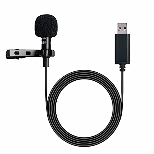NewTH Microphone cravate USB à clipser avec câble de 2 m pour ordinateur portable, ordinateur, PC, conférence en streaming, entretiens, chant en ligne, Skype, MSN, enregistrement audio et vidéo