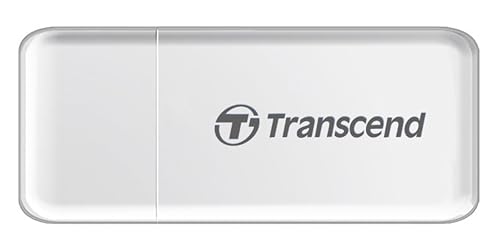 Transcend RDF5 Lecteur de Cartes Multifonction avec Emplacements SD et microSD et Connecteur USB USB 3.1 Gen 1, Blanc - TS-RDF5W