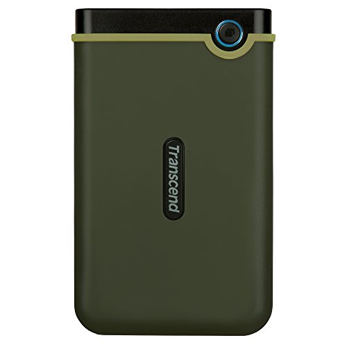 Transcend StoreJet 25M3G Disque dur externe robuste 2TB interface USB Type-C USB 3.1 Gen 1, compact et léger avec vitesses ultra-rapides et bouton de sauvegarde en un clic Vert - TS2TSJ25M3G