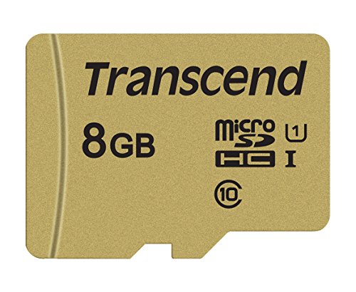 Transcend USD500S Carte mémoire microSDHC 8GB UHS-I, C10, U3, V30, 4K, Full HD, jusqu'à 95 80 MB s, Conçue pour Caméras d'action et Drones - TS8GUSD500S