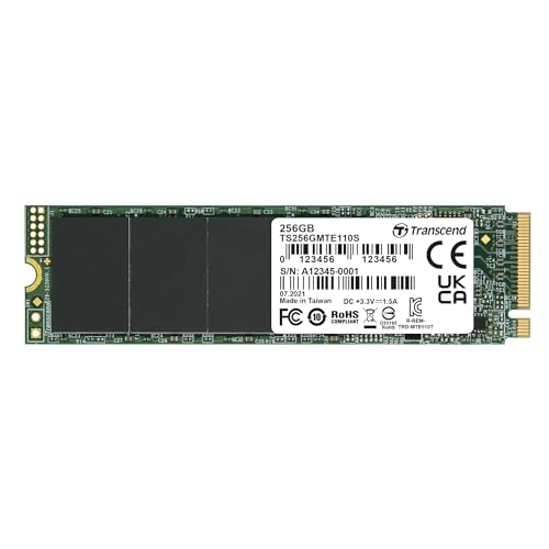 Transcend MTE110S SSD interne NVMe PCIe Gen3 x4 M.2 2280 256GB 3D TLC NAND - TS256GMTE110S