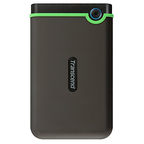 Transcend StoreJet 25M3S 4TB USB 3.1 Portable Hard Drive Rugged, Anti-Shock Resistant, Compact and Lightweight with Lightning-Fast Speeds and a One Touch Backup Button (Iron Grey) TS4TSJ25M3S