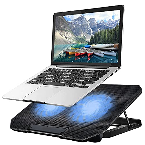 Support de refroidissement pour ordinateur portable - Pour ordinateur portable de 11 à 15,6 pouces - 2 ventilateurs à turbine, 4 angles réglables - Noir