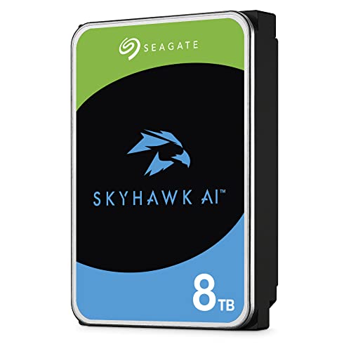 Seagate Skyhawk AI Disque Dur Interne de Surveillance HDD 8 to 3,5 SATA 6 Go s Cache 256 Mo Système de caméra de sécurité DVR NVR 3 Ans de Service de Sauvegarde Inclus